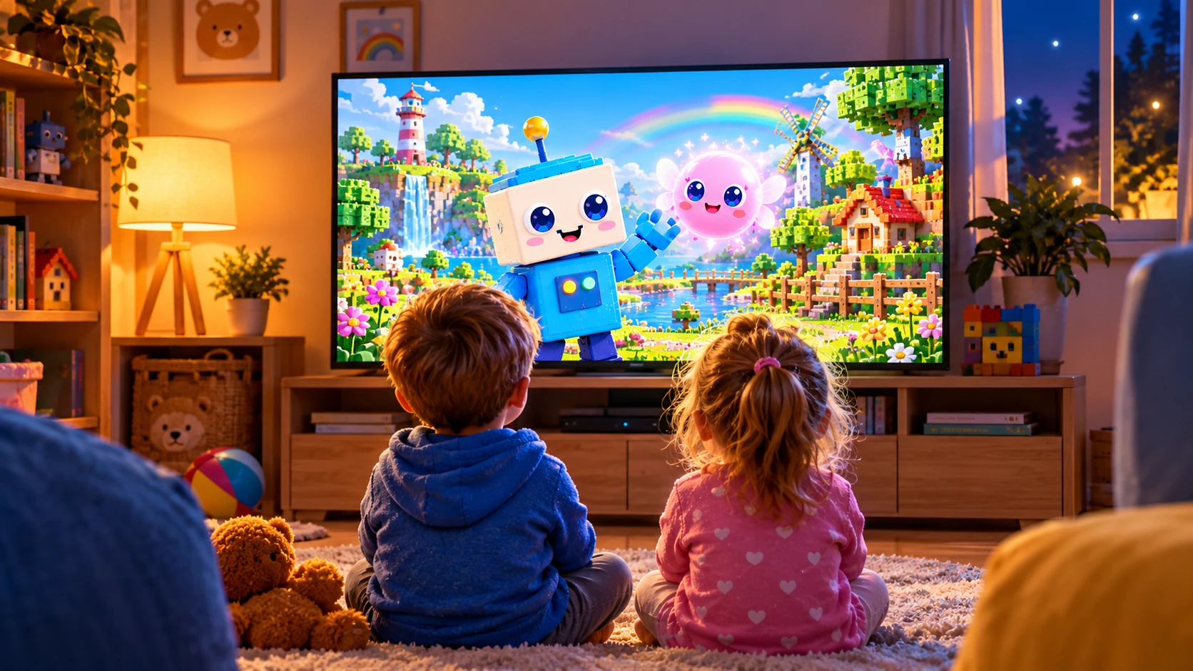 Lapsed vaatavad Brik ja Lumi multfilmi